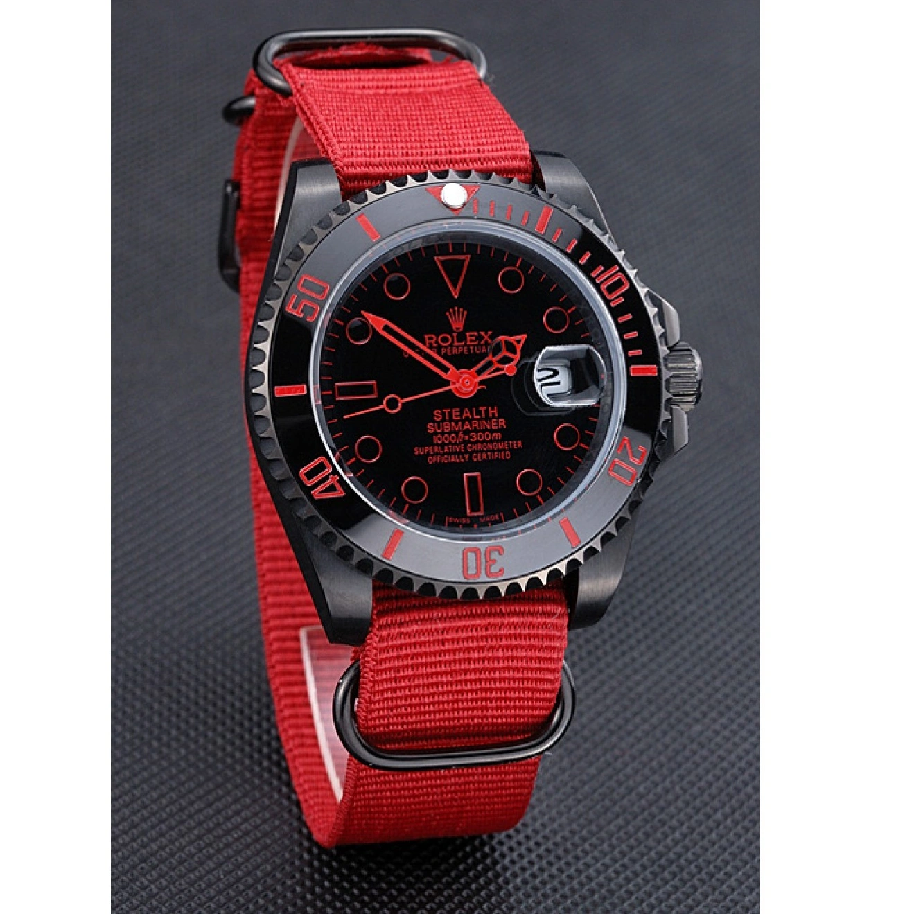 Aaa replica watch Red Submariner Strap Nylon Rolex Stealth 622010 1028